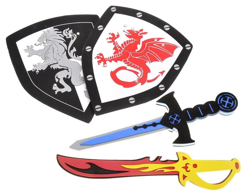 Sword and Shield Play Set | Dragon and Lion Shield for Party Favors | Pretend Play