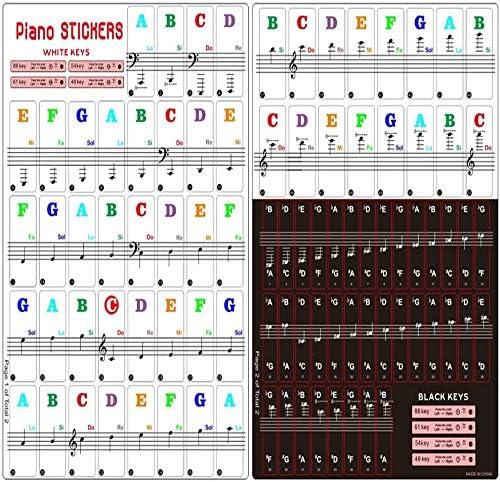 Piano Stickers for ,  Colorful Piano Keyboard Stickers for 88 61 54 49 Full Set Stickers Removable and Transparent, Leaves No , Ideal for Piano Beginners Learning Piano or Keyboard