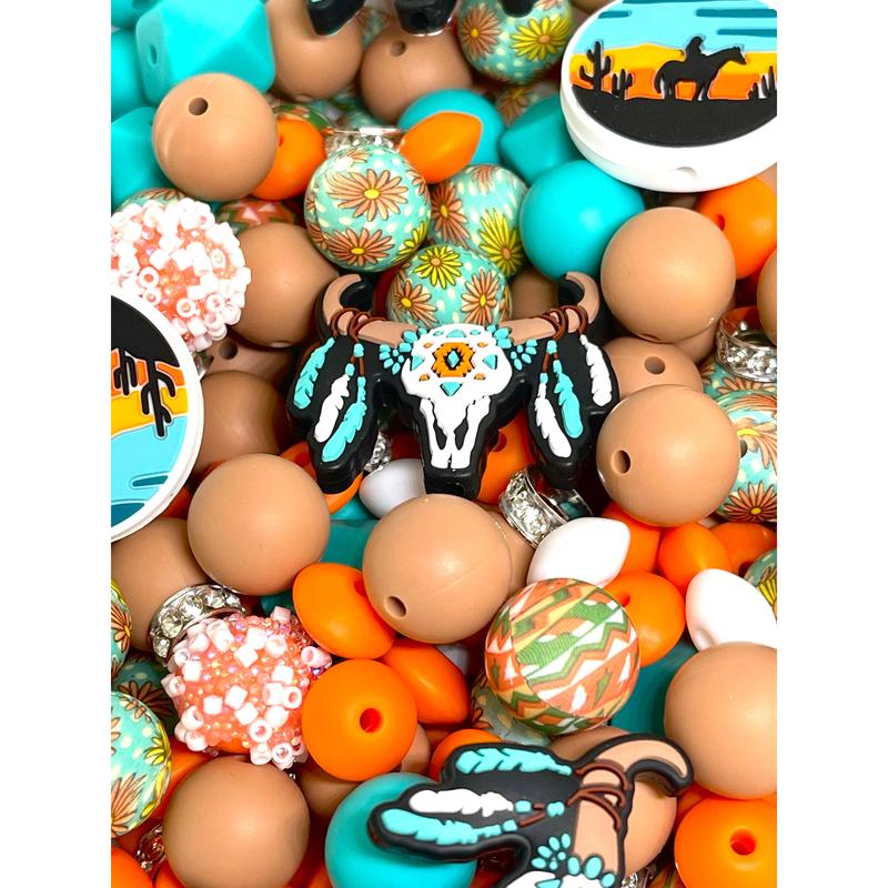 30pcs Bead Bundle 103 | Western Theme Beads | Bead Mix | Cow Beads | Horse Beads