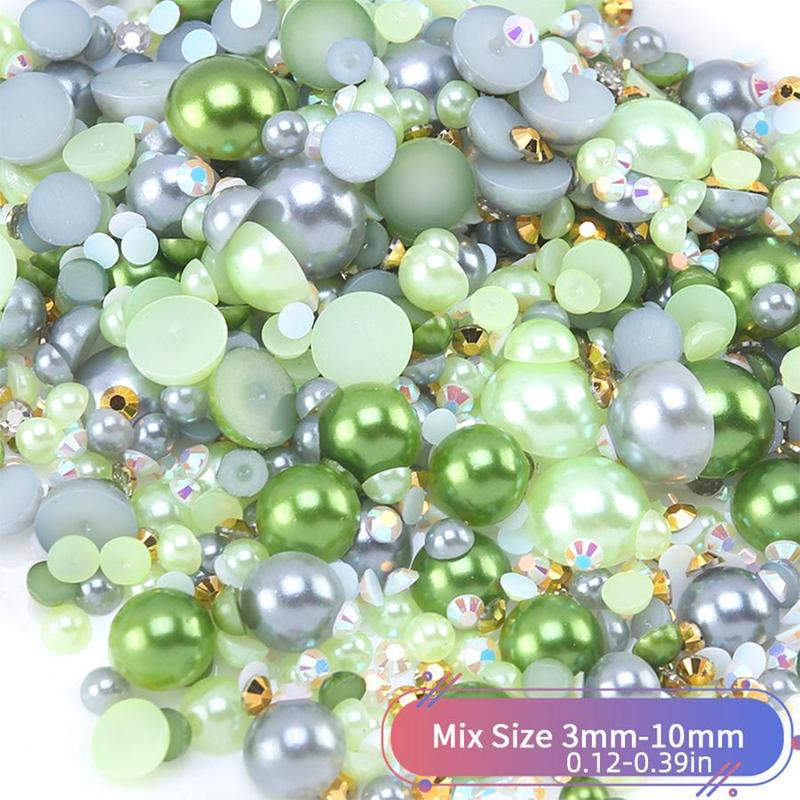 Mixed Size Rhinestone & Beads, 1200pcs Resin Rhinestone & Bead Kit, DIY Jewelry Making & Accessories For Nail Art, Face Art, Jewelry Making, Craft Making