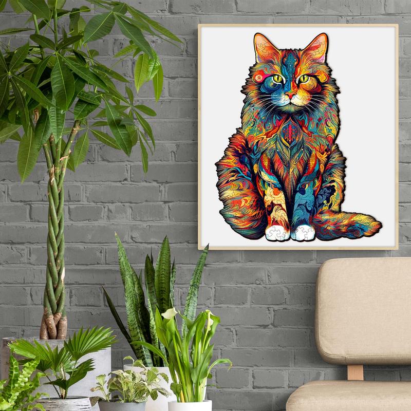 Maine Coon Wooden Jigsaw Puzzle - Perfect for Family Game Night