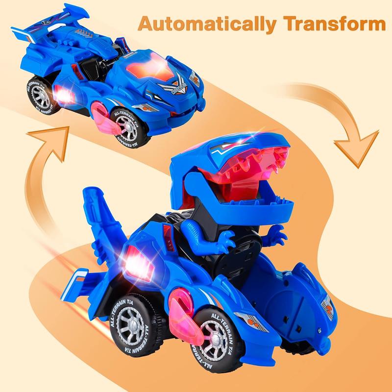 Dinosaur Toys for Kids 3-5: Transforming Dinosaur Car Toy with Light Music for Toddlers 1 2 3 4 5 Year Old Boys Girls - Dino Transformer Toys Cars for Boys 4-6