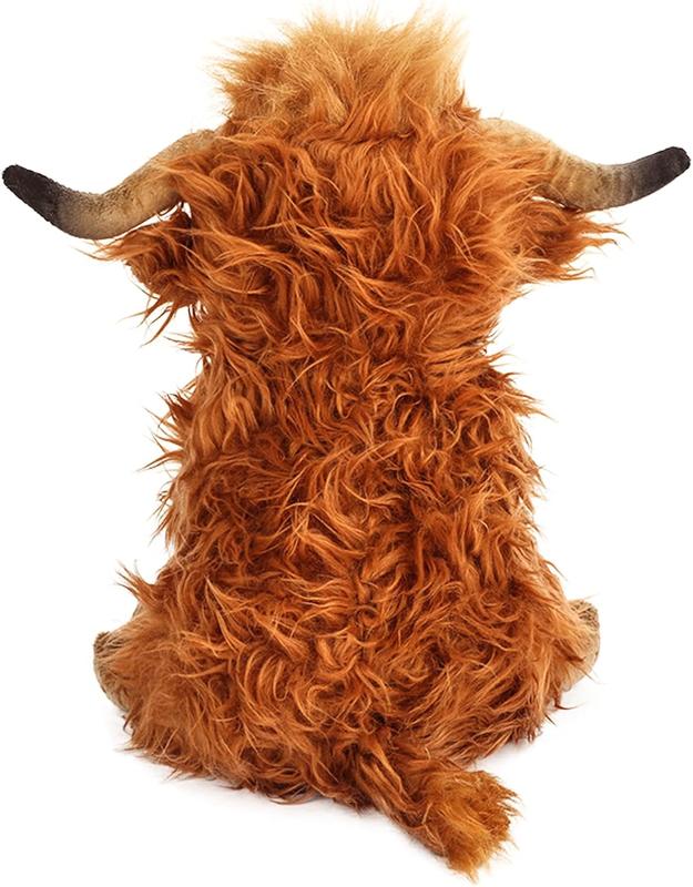 10.5 inches Highland Cows Stuffed Animals, Cute Fluffy Cow Plush Figure Toys Realistic Highland Cattle Plush Decor for Kids Baby Girls Boys