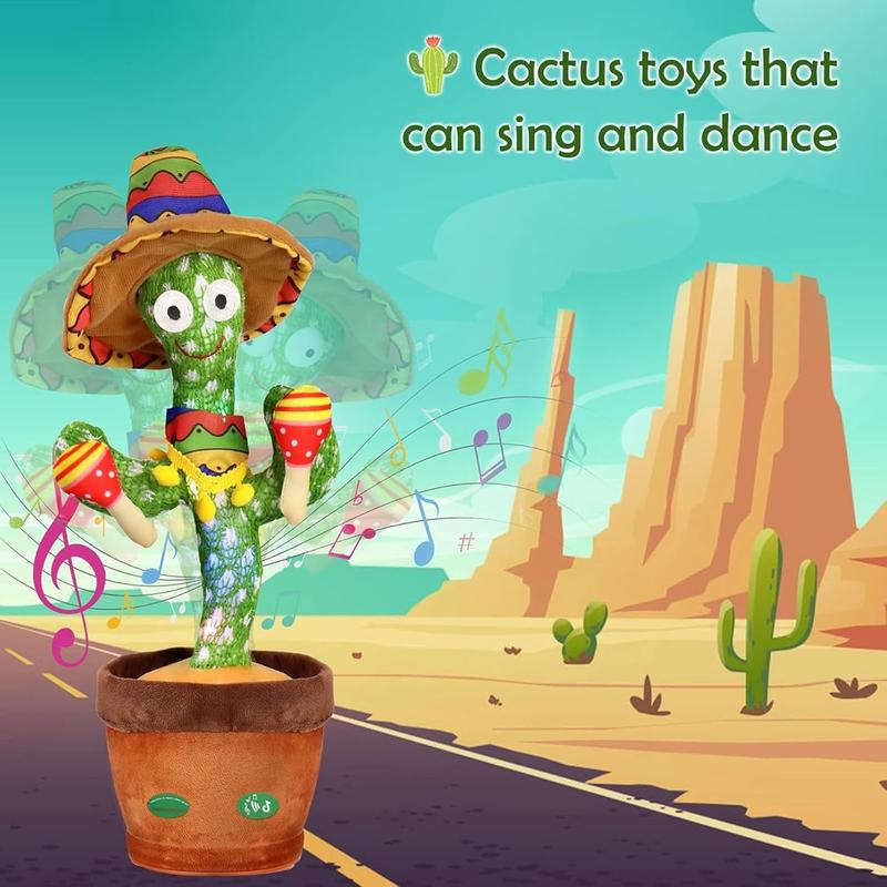 Christmas Gift Dancing Talking Cactus,Dancing Talking Animal Toys,Educational Toy,Repeating & Singing What You Say,Birthday Gift