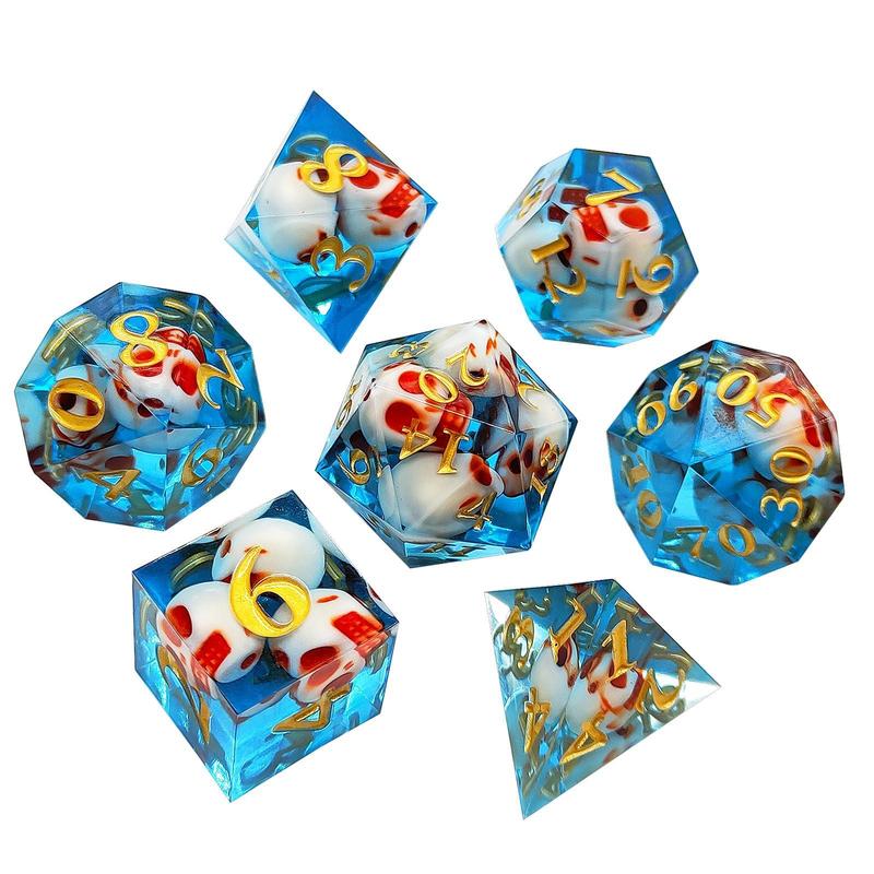 Dice Set, 7 Counts set Skeleton Series Clear Resin Dice, Polyhedral & RPG Dice, Ideal Dice Gift and Fantasy Game Accessories