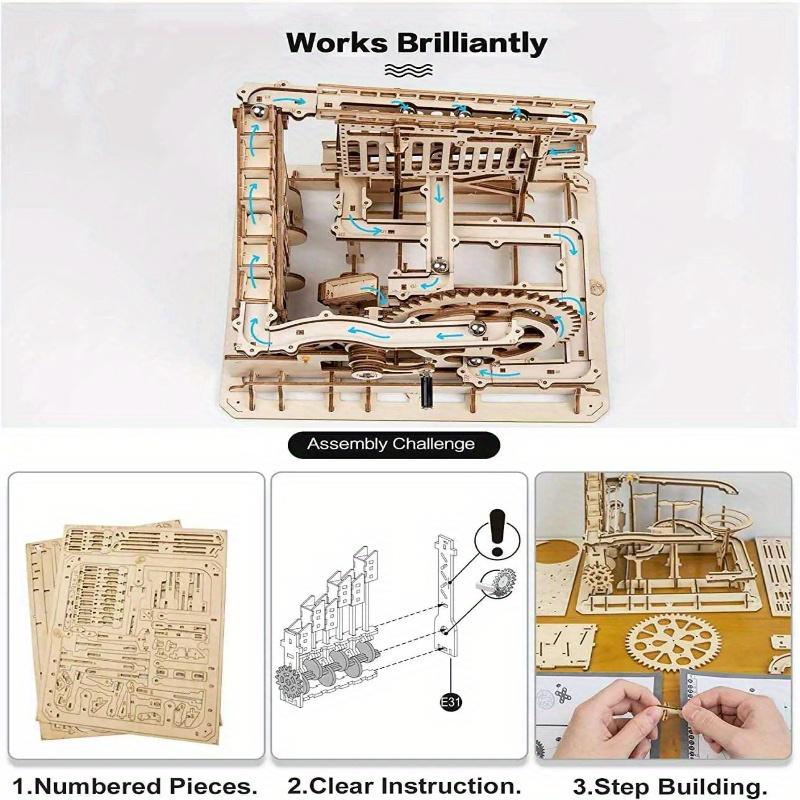 Robotime Rokr 3D Wooden Puzzle - Intricately Designed Games Assembly with LG503 Realistic Lift Coaster, LG502 Functional Cog Coaster and Lift Coaster Mechanisms - Perfect for Adults Seeking a Challenging Hobby, Unique Birthday Gift Idea 3 d