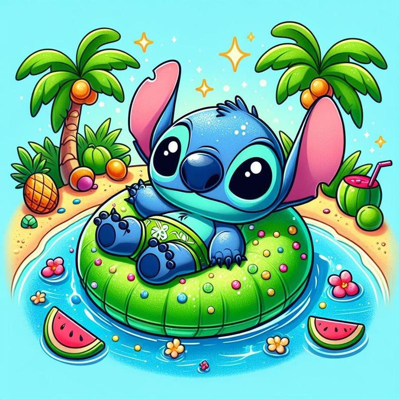 Disney Lilo & Stitch Pattern DIY Diamond Arts Colorful Painting Kit without Frame, DIY 5D Diamond Arts Colorful Painting Kit, Wall Art Decor for Home