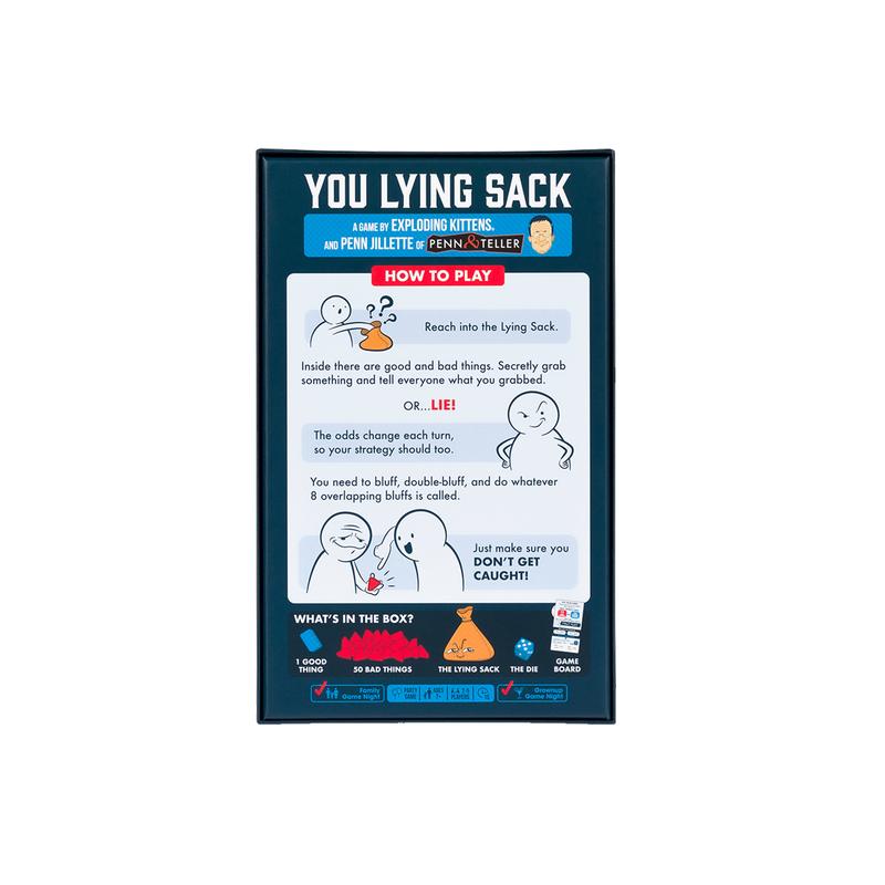 You Lying Sack - A Bluffing Party Game by Exploding Kittens and Penn Jillette - Ages 7+ - 3-6 Players - Family Fun