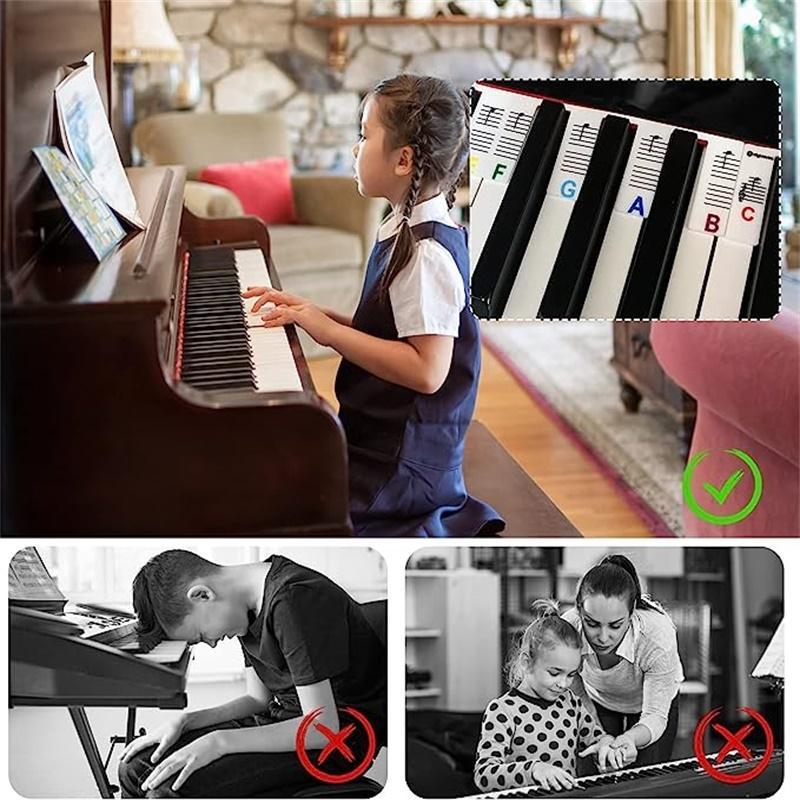 Piano Keyboard Note Silicone Sticker, 1 Set Reusable Note Label, Music Accessory For Beginners Learning