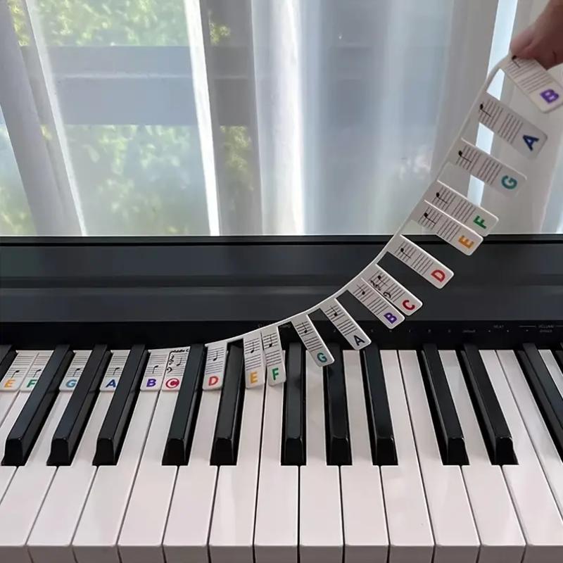 Piano Keyboard Note Silicone Sticker, 1 Set Reusable Note Label, Music Accessory For Beginners Learning