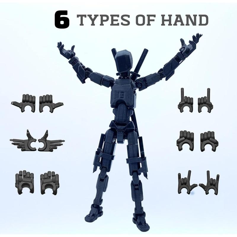 (Assembed 3D Printed 5.54'' Dummy13 Action Figure, Multi-Jointed Tian13, Articulated T13 Desktop Decoration,12 in 1 d13 Accessories Best Birthday Festival Gift