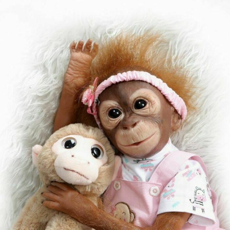 20 Inch Cute Monkey Doll, Reborn Doll without Stuffed Monkey Toys, Soft Doll for Kids, Realistic Doll for Girls, Birthday Gift for Kids