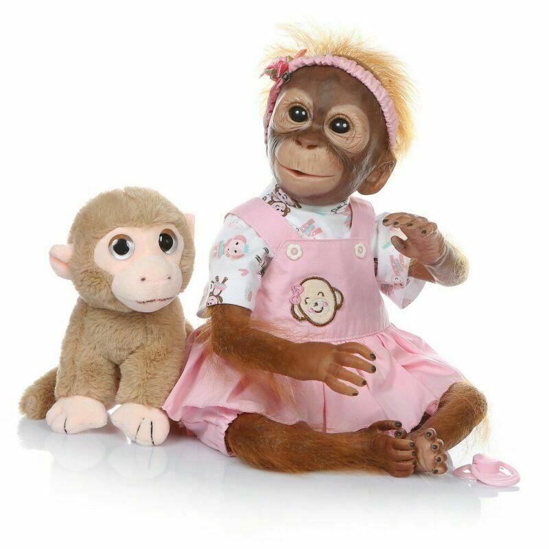 20 Inch Cute Monkey Doll, Reborn Doll without Stuffed Monkey Toys, Soft Doll for Kids, Realistic Doll for Girls, Birthday Gift for Kids