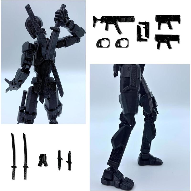 (Assembed 3D Printed 5.54'' Dummy13 Action Figure, Multi-Jointed Tian13, Articulated T13 Desktop Decoration,12 in 1 d13 Accessories Best Birthday Festival Gift