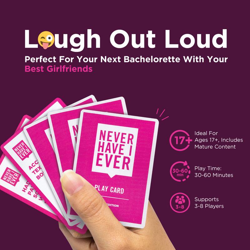 Never Have I Ever Bachelorette and Adult Girls Edition Card Game | Viral Bachelorette Party Game Ages 17+