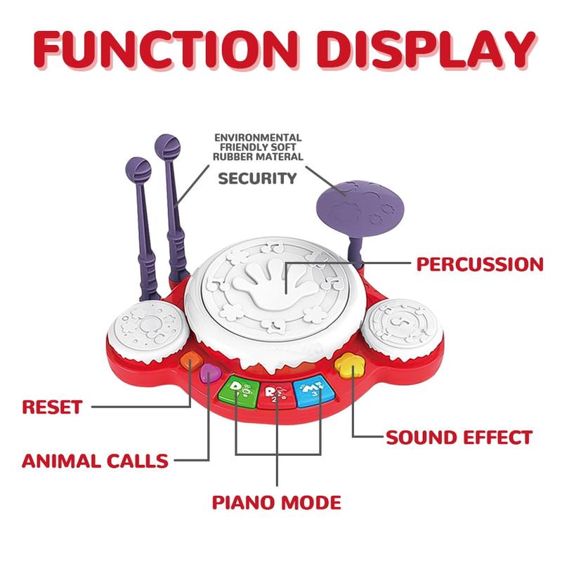 Montessori Toys Multi-functional Musical Toys for Kids, Drum Set Musical Toy Set for Christmas Birthday Gifts for Your Little