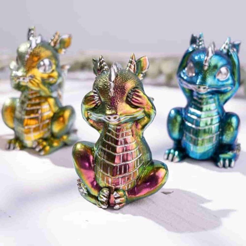 LET'S RESIN Dragon Resin Molds, Hear, Speak, See No Evil 3 Count Dragon Epoxy Resin Molds, Lively 3D Animal Silicone Molds for Epoxy Resin, Art Craft, Gift