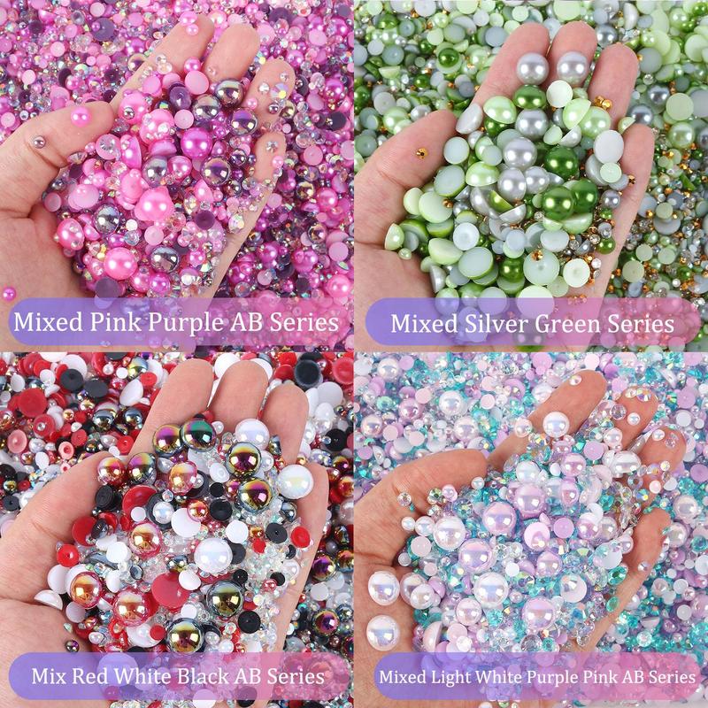 Mixed Size Rhinestone & Beads, 1200pcs Resin Rhinestone & Bead Kit, DIY Jewelry Making & Accessories For Nail Art, Face Art, Jewelry Making, Craft Making