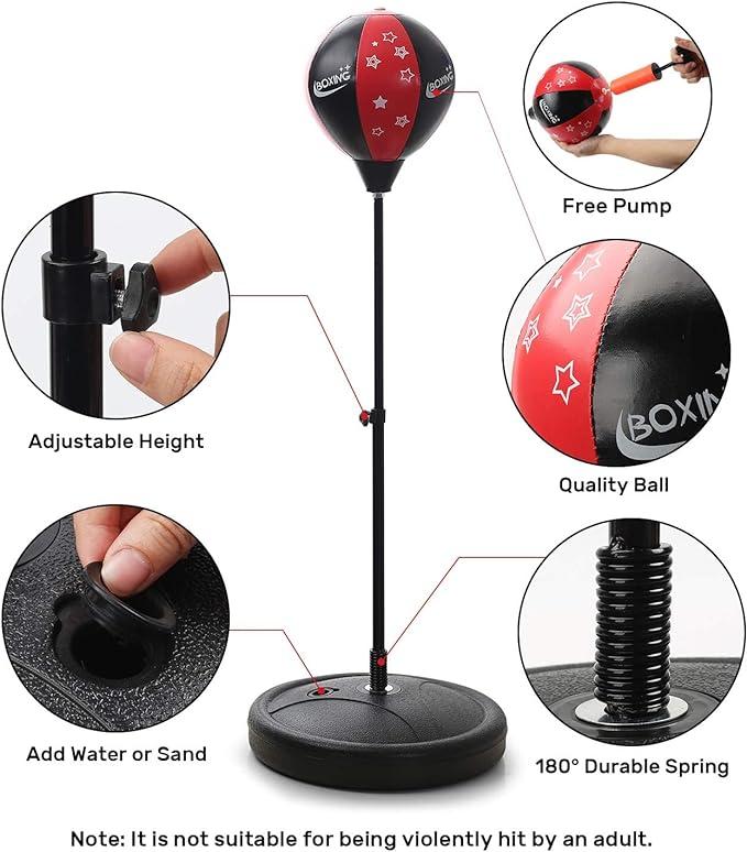 Punching Bag, Boxing Bag Toy with Boxing Gloves & Adjustable Stand Height Adjustable, Great Birthday Gift Ideal Chritsmas Birthday Gift