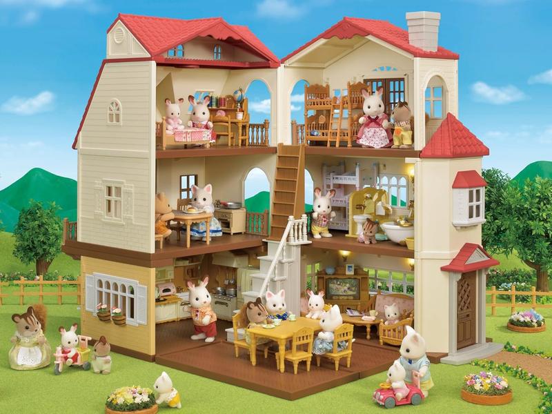 Calico Critters Red Roof Country Home - Dollhouse Playset with Figures, Furniture and Accessories for Ages 3+