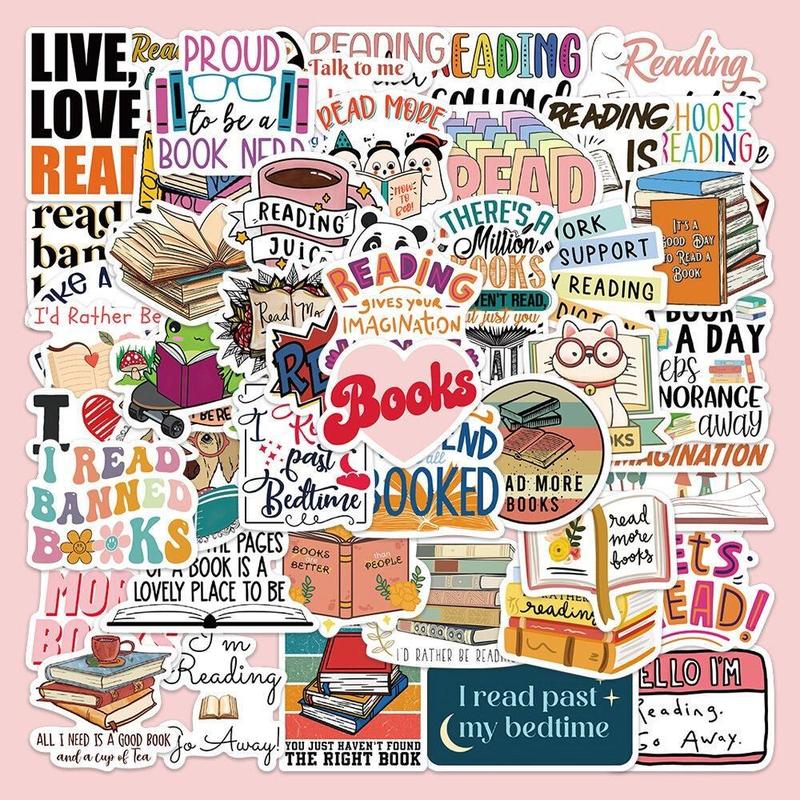 Books Letter Sticker, Creative Kawaii DIY Sticker, 50pcs Self Adhesive Creative Decal for Gifts Bottle Scrapbook Phone Case Guitar, Room Decor, Bedroom Decor Ideas For DIY, School Supplies