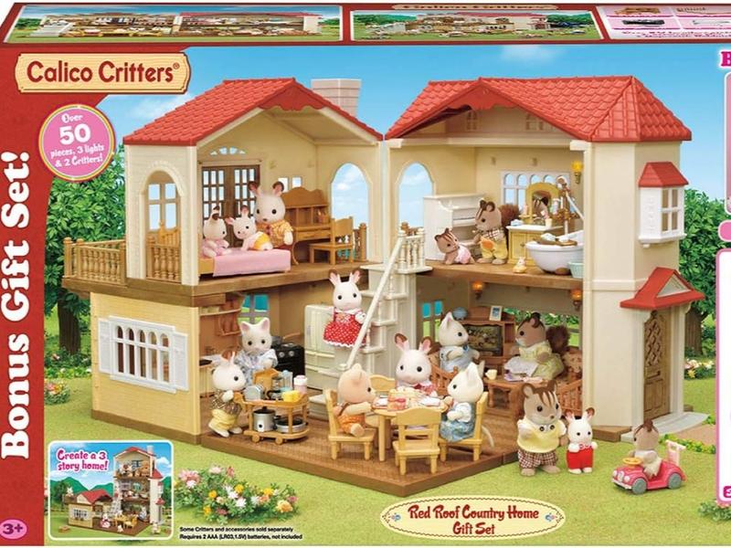 Calico Critters Red Roof Country Home - Dollhouse Playset with Figures, Furniture and Accessories for Ages 3+