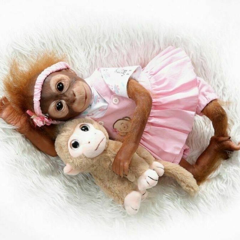 20 Inch Cute Monkey Doll, Reborn Doll without Stuffed Monkey Toys, Soft Doll for Kids, Realistic Doll for Girls, Birthday Gift for Kids