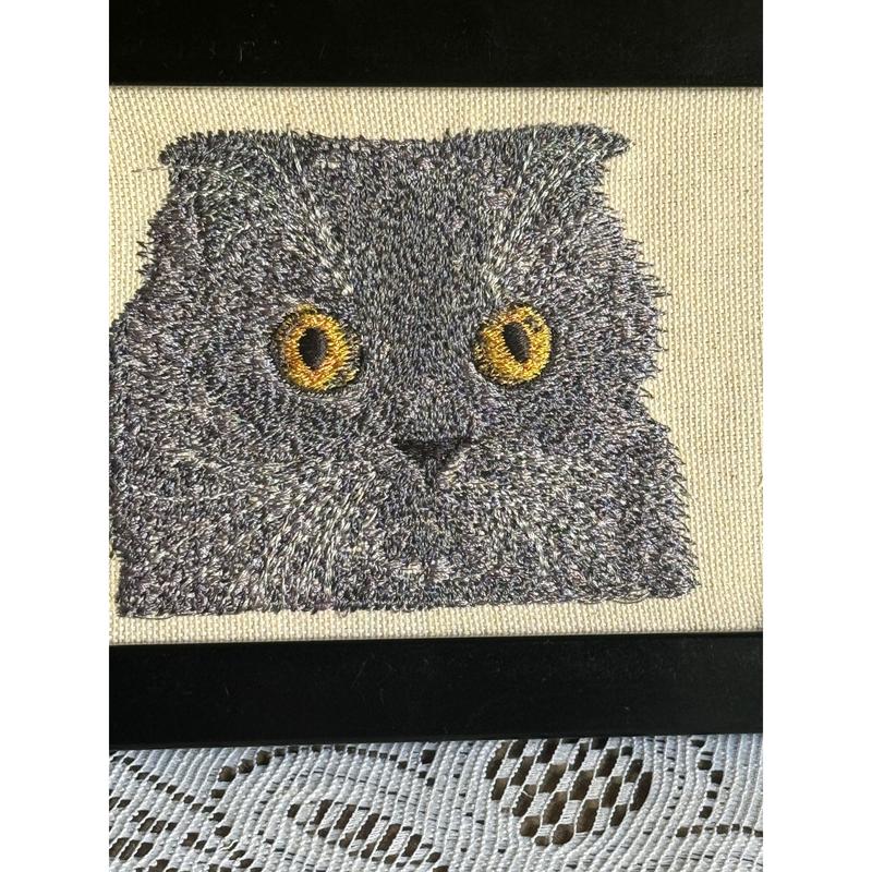 Cat Machine Embroidered and Framed!  Other Designs and Breeds Available!