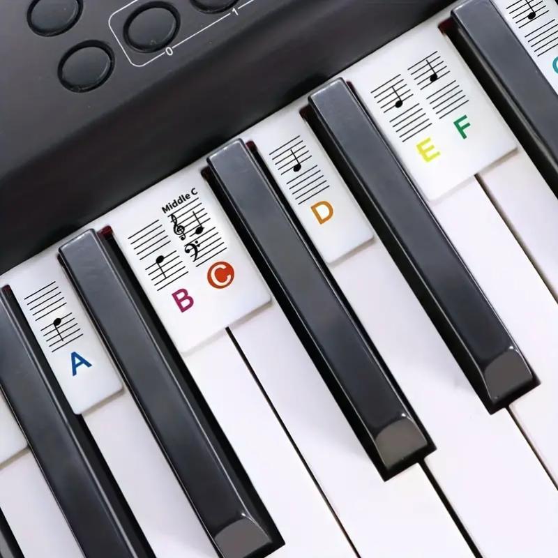 Piano Keyboard Note Silicone Sticker, 1 Set Reusable Note Label, Music Accessory For Beginners Learning