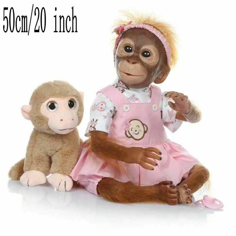 20 Inch Cute Monkey Doll, Reborn Doll without Stuffed Monkey Toys, Soft Doll for Kids, Realistic Doll for Girls, Birthday Gift for Kids