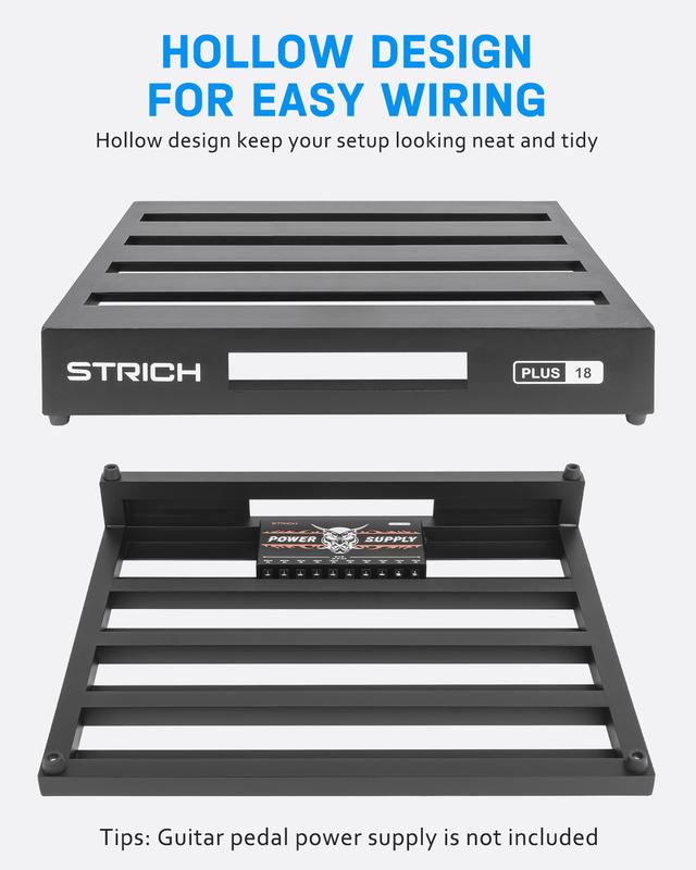 STRICH Extra Large Guitar Pedal Board, Lightweight Aluminum 18'' x 14.6'', Includes Carry Bag & 18 Angled Pedal Spaces, Perfect for Musicians.