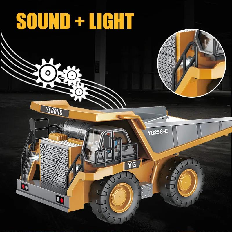 Electric Remote Control Toys RC Cars Lorries, 2.4Ghz USB charging RC cars RC Dump Truck Remote Control RC Construction Vehicle Toys, 9 Channels Alloy RC Excavator Dump Trucks Bulldozer Alloy Plastic Engineering Vehicle Electron