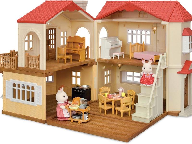 Calico Critters Red Roof Country Home - Dollhouse Playset with Figures, Furniture and Accessories for Ages 3+