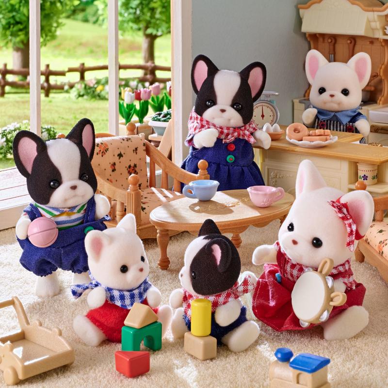 Calico Critters French Bulldog Family, Set of 6 Collectible Doll Figures, Online Exclusive