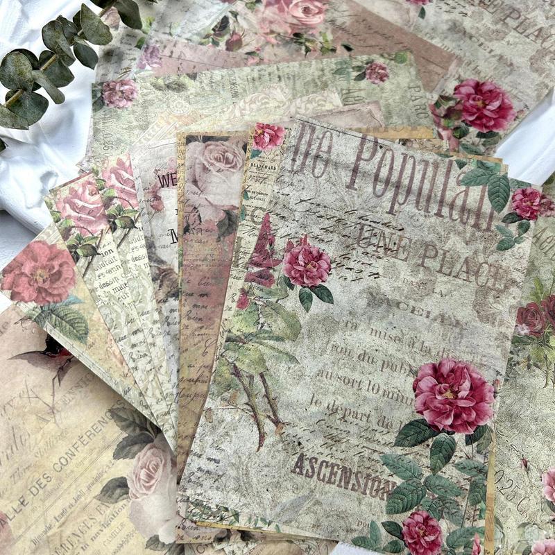 Vintage Book Page (30pcs set), Scrapbooking & Stamping Background Paper, DIY Decorative Paper for Scrapbooking & Journal Making, Scrapbook Supplies, Christmas Gift