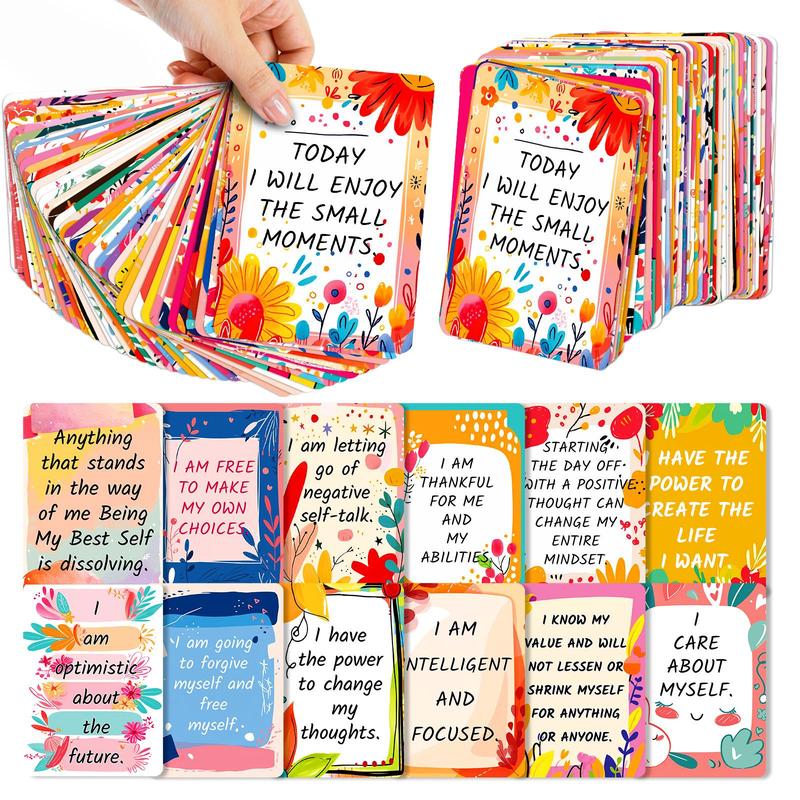 English Workplace Motivational Cards, 50pcs set Self-discipline Text Motivational Quotes Positive Energy Postcards, Greeting Cards