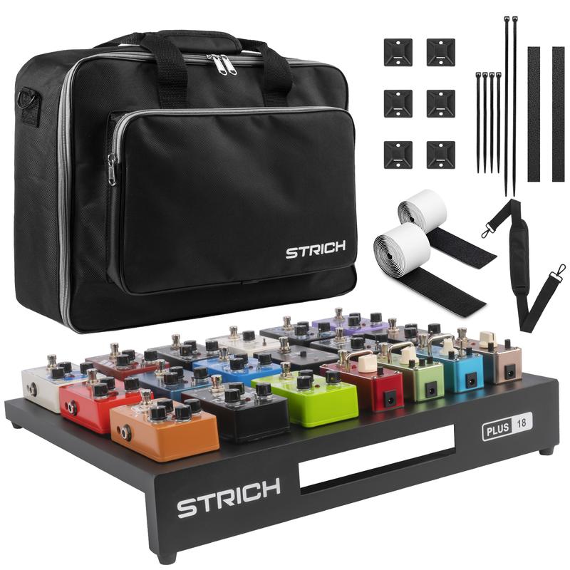 STRICH Extra Large Guitar Pedal Board, Lightweight Aluminum 18'' x 14.6'', Includes Carry Bag & 18 Angled Pedal Spaces, Perfect for Musicians.