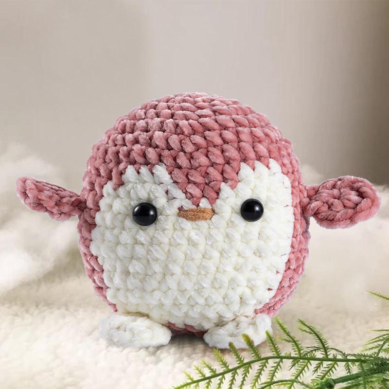 Penguin Pattern Crochet Kit, DIY Handmade Knitting Set with Random Color Accessories, Knitting Toy for Adults & Beginners