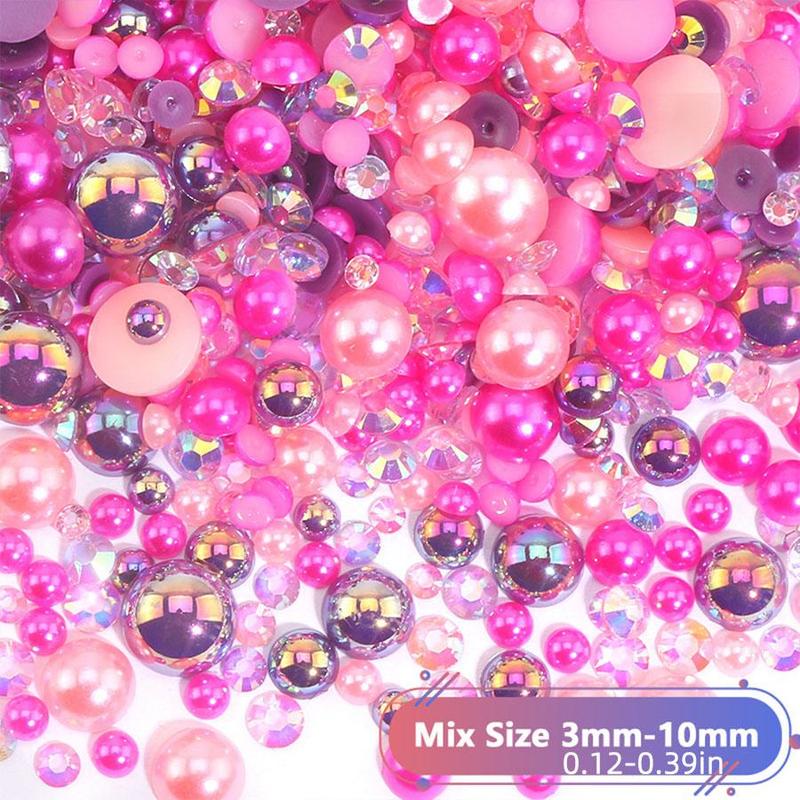 Mixed Size Rhinestone & Beads, 1200pcs Resin Rhinestone & Bead Kit, DIY Jewelry Making & Accessories For Nail Art, Face Art, Jewelry Making, Craft Making