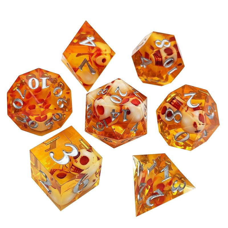 Dice Set, 7 Counts set Skeleton Series Clear Resin Dice, Polyhedral & RPG Dice, Ideal Dice Gift and Fantasy Game Accessories