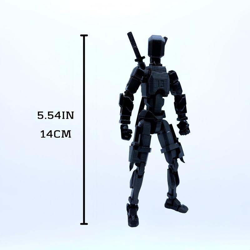 (Assembed 3D Printed 5.54'' Dummy13 Action Figure, Multi-Jointed Tian13, Articulated T13 Desktop Decoration,12 in 1 d13 Accessories Best Birthday Festival Gift