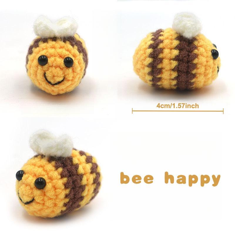 Cute Bee Design Mini Crochet Ornament, 3 Counts Handmade Crochet Bee Decoration, Crochet Decoration for Home Office Desk, Gift for Friend