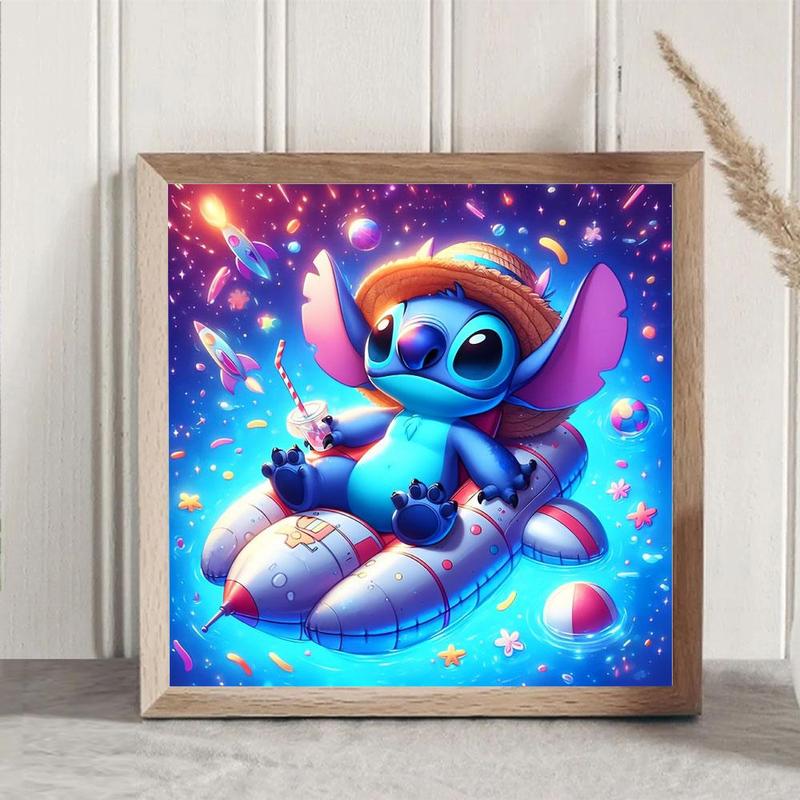 Stitch Pattern Oil Painting Kit, Acrylic Paint Kit, DIY Painting Supplies for Home Decor, Cartoon Inflatable Boat Room Decor, DIY Teenager's Gifts