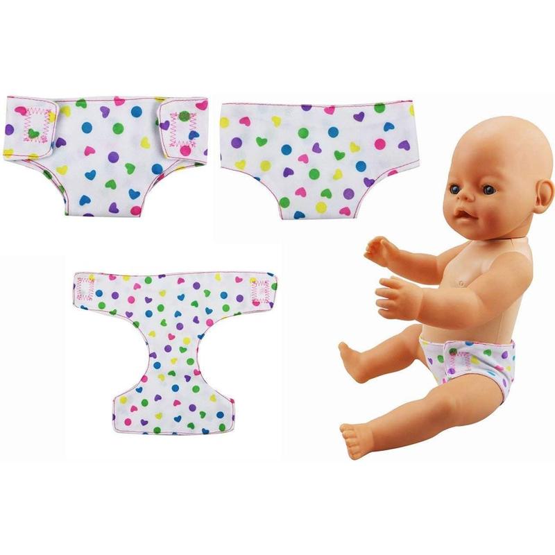 DC-BEAUTIFUL 4 Pcs Doll Diapers Doll Underwear and 2 Pcs Doll Bibs for 14-18 Inch Baby Dolls, Suitable for Infant Baby Doll Girls Boys