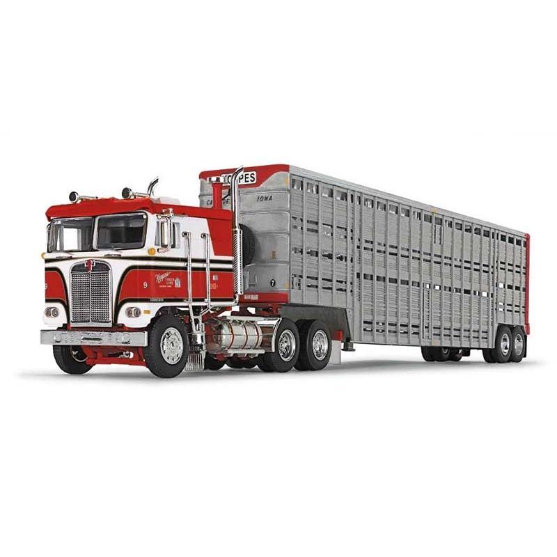 Kenworth K100 COE Flat Top & 45' Wilson Vintage Livestock Trailer Diecast 1:64 Scale Model - First Gear   DCP 60-1756