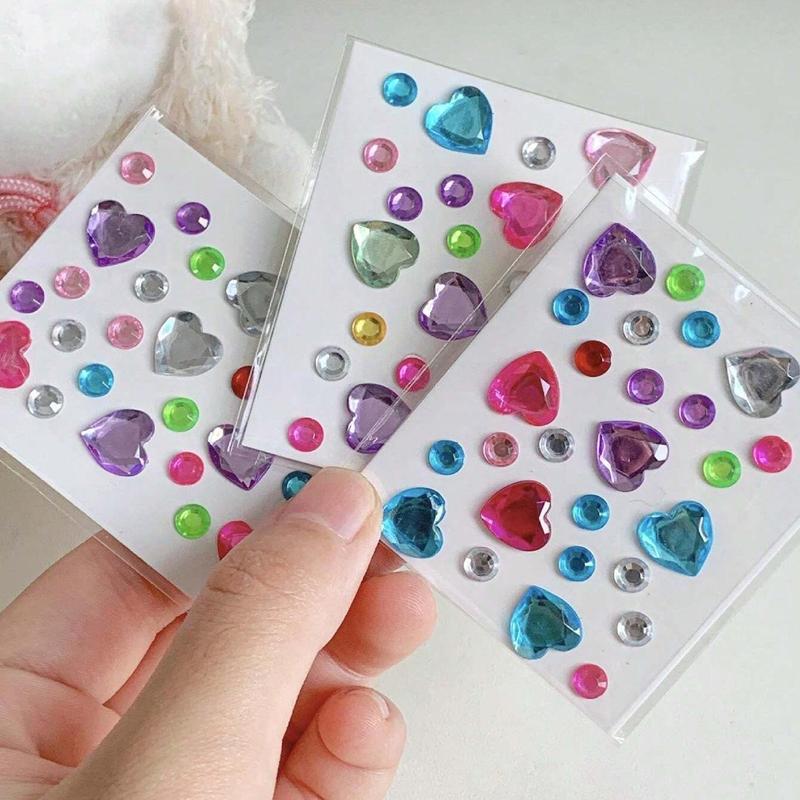 Random Color Heart Shaped Rhinestone Sticker (10pcs pack), Colorful Mini Decorative Sticker, Decorative Decal for DIY Diary, Camera, Mobile Phone