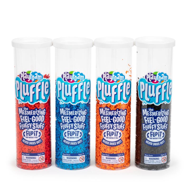 Educational Insights Playfoam Pluffle for Sensory Bins 4-Pack Red, Blue, Orange & Black, Ages 3+