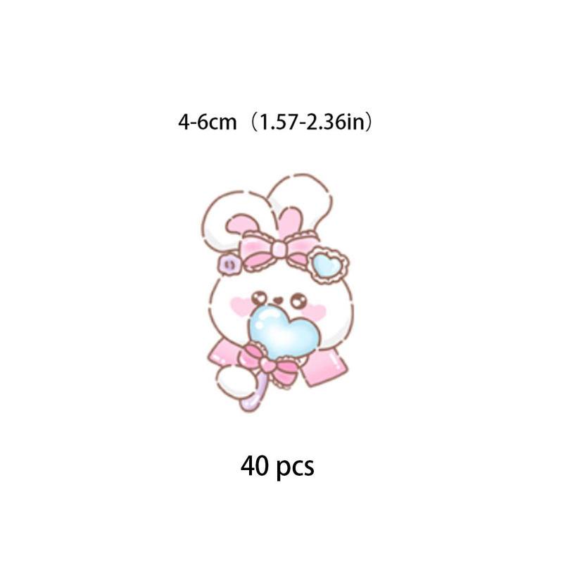 40pcs Cartoon Rabbit Sticker Set, Waterproof DIY Accessories For Scrapbooking & Journal