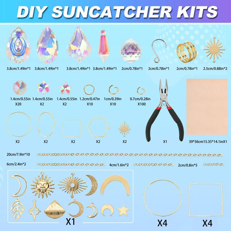 DIY Artificial Crystal Prism Jewelry Making Kit, 200pcs set Colorful Glass Hanging Prism and Accessories, DIY Supplies, Indoor & Outdoor Garden Decoration, Christmas Gift