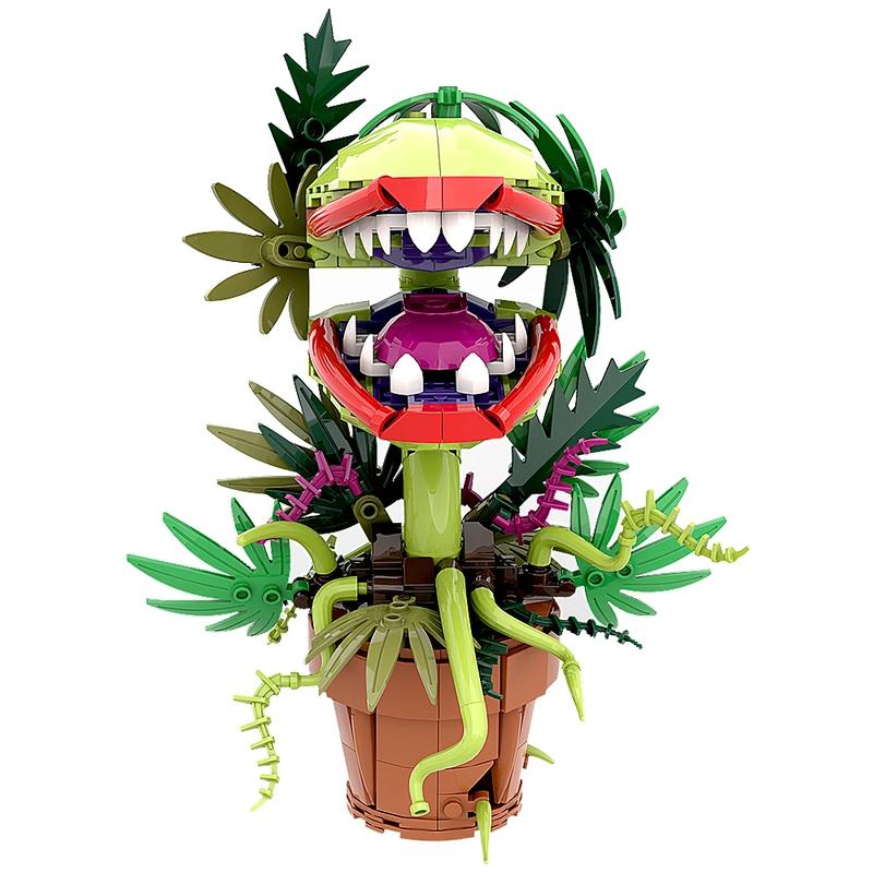 324PCS Little Shop of Audrey II Piranha Plant Flower Building Block Horrors Sets Christmas Halloween Model Gift for Adults TV Fans Gift